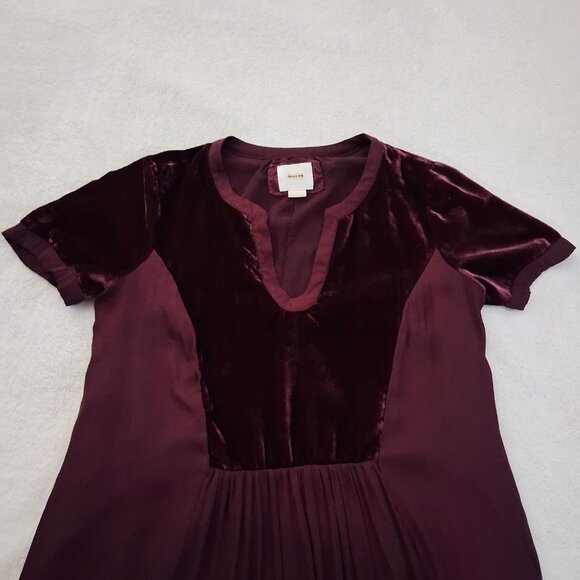 Anthropologie Maeve Women's Size Small Plum Burgundy Velvet Tunic Dress - Picture 5 of 15